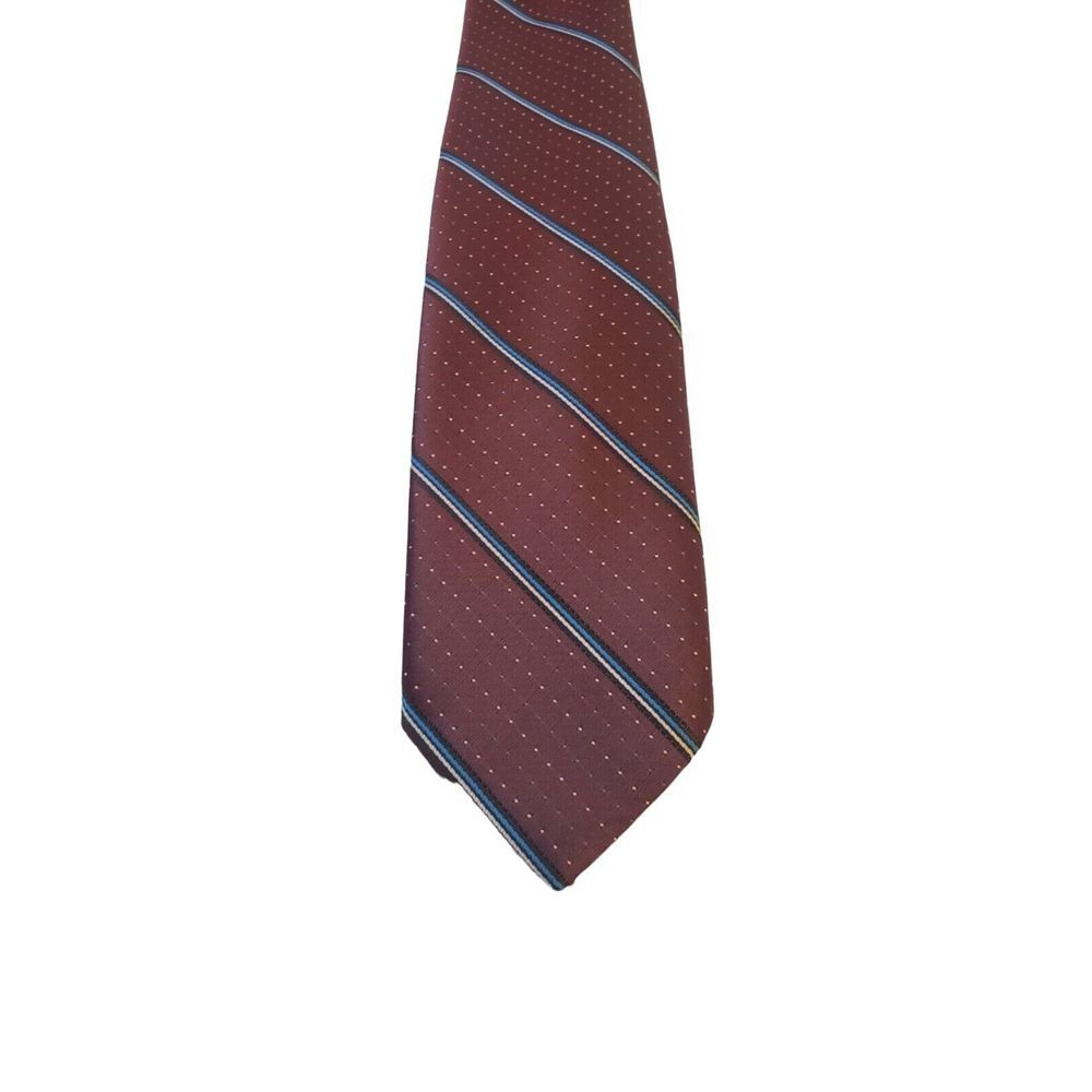 Vintage Dino‎ Orsini Mens Polyester Textured Stripe Polka Dot Necktie Retro